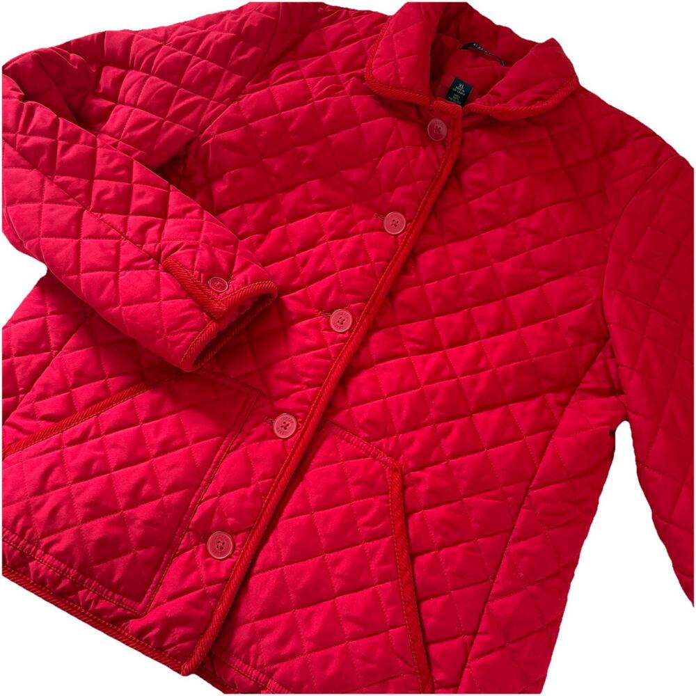 Chaps Quilted Lightweight Barn Jacket Chore Coat Red Women’s XL Corduroy Trim